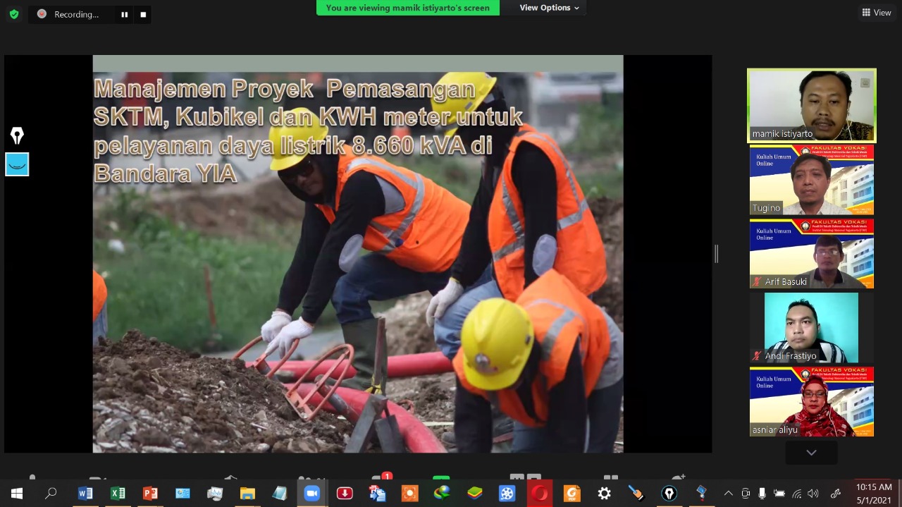 Kuliah Umum Online di Fakultas Vokasi ITNY dengan Materi “Manajemen Proyek Sistem Ketenagalistrikan di Bandara YIA Yogyakarta serta Aplikasi Software ETAP untuk Desain dan Analisis”